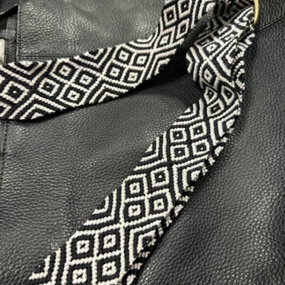 Eclectic Array Leather Hippie Bag Black - Picture 3 of 3